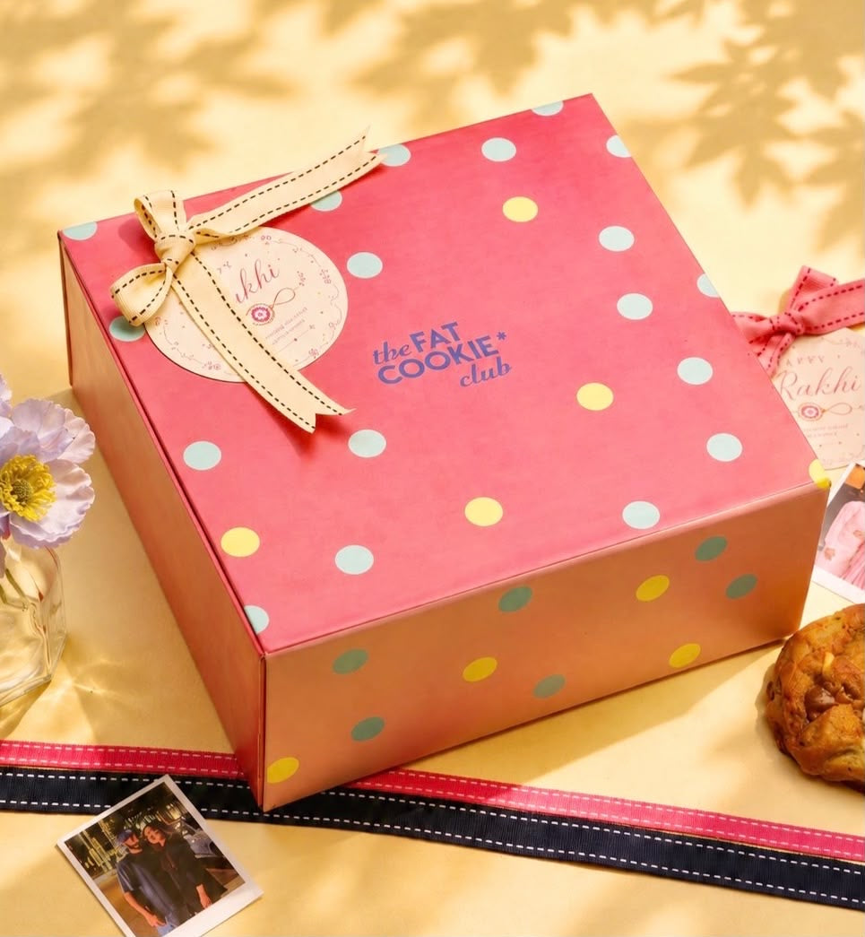 Rakhi gift hamper with eggless cookies and cake for Delhi NCR delivery