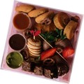Fondue for two dessert sharing box with dips and brownie bites