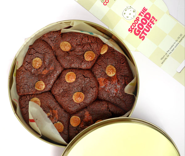Eggless double chocolate cookie dough tin