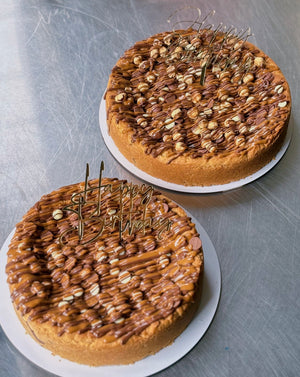 Eggless Nutella chocolate cookie cake with chocolate drizzle
