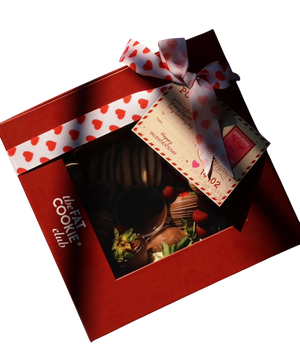 Close-up of Valentine's treat box dessert gift