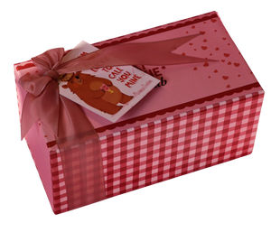 Close-up of Valentine's cookie box assorted flavors